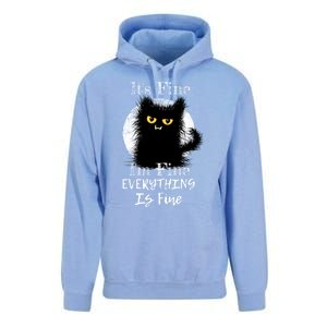 ItS Fine IM Fine Everything Is Fine Fuzzy Cat Black Cat Great Gift Unisex Surf Hoodie