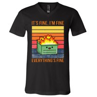 Its Fine Im Fine Everythings Fine Lil Dumpster Fire Cool V-Neck T-Shirt