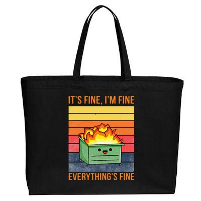 Its Fine Im Fine Everythings Fine Lil Dumpster Fire Cool Cotton Canvas Jumbo Tote