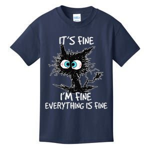 Its Fine Im Fine Everything Is Fine Funny Black Cat Women Kids T-Shirt