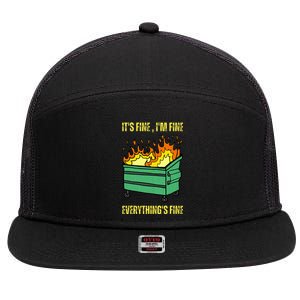 ItS Fine IM Fine Everything Is Fine Lil Dumpster Fire 7 Panel Mesh Trucker Snapback Hat