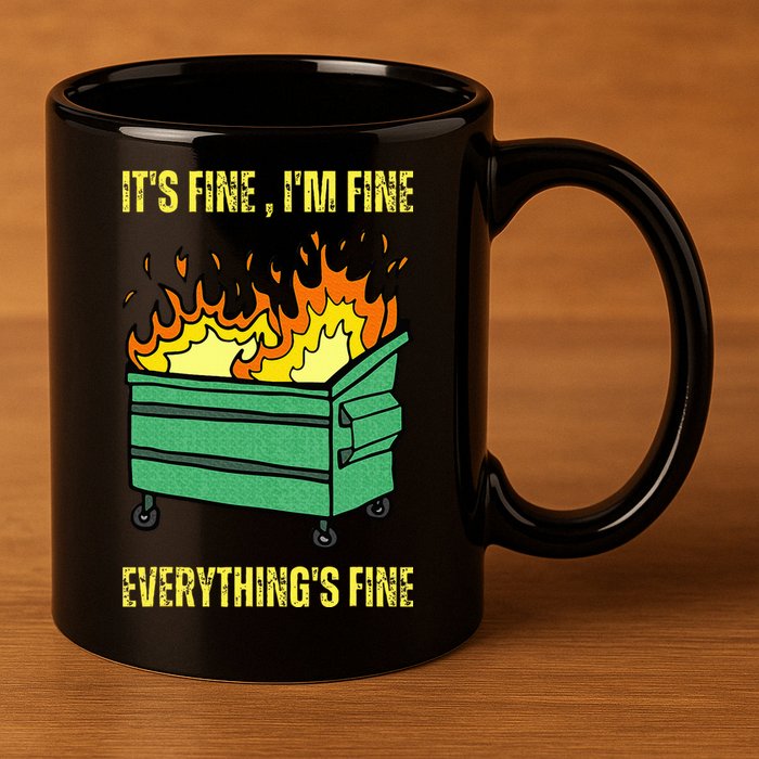 ItS Fine IM Fine Everything Is Fine Lil Dumpster Fire 11oz C Handle Ceramic Mug