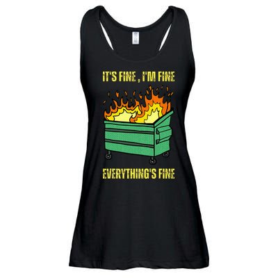 ItS Fine IM Fine Everything Is Fine Lil Dumpster Fire Ladies Essential Flowy Tank