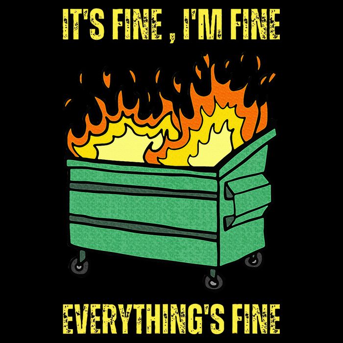 ItS Fine IM Fine Everything Is Fine Lil Dumpster Fire Flat Bill Trucker Hat