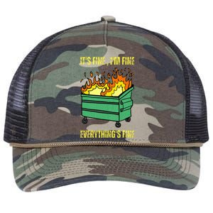 ItS Fine IM Fine Everything Is Fine Lil Dumpster Fire Retro Rope Trucker Hat Cap