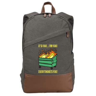 ItS Fine IM Fine Everything Is Fine Lil Dumpster Fire Cotton Canvas Backpack