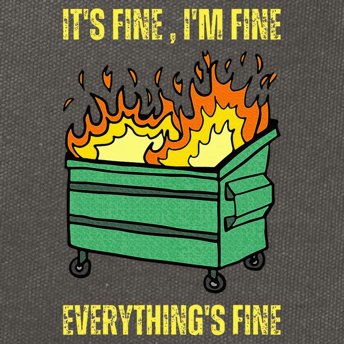ItS Fine IM Fine Everything Is Fine Lil Dumpster Fire Cotton Canvas Backpack