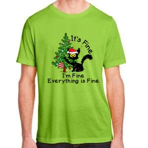 ItS Fine IM Fine Santa Black Cat Xmas Tree Funny Christmas Great Gift Adult ChromaSoft Performance T-Shirt