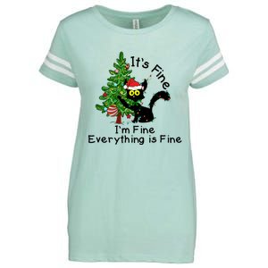 ItS Fine IM Fine Santa Black Cat Xmas Tree Funny Christmas Great Gift Enza Ladies Jersey Football T-Shirt