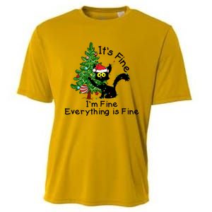 ItS Fine IM Fine Santa Black Cat Xmas Tree Funny Christmas Great Gift Cooling Performance Crew T-Shirt