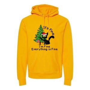 ItS Fine IM Fine Santa Black Cat Xmas Tree Funny Christmas Great Gift Premium Hoodie