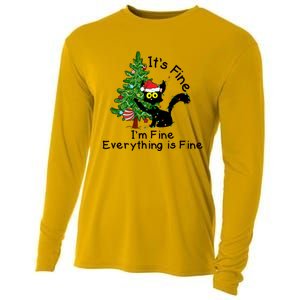 ItS Fine IM Fine Santa Black Cat Xmas Tree Funny Christmas Great Gift Cooling Performance Long Sleeve Crew