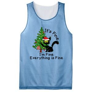 ItS Fine IM Fine Santa Black Cat Xmas Tree Funny Christmas Great Gift Mesh Reversible Basketball Jersey Tank