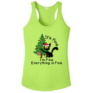 ItS Fine IM Fine Santa Black Cat Xmas Tree Funny Christmas Great Gift Ladies PosiCharge Competitor Racerback Tank