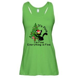 ItS Fine IM Fine Santa Black Cat Xmas Tree Funny Christmas Great Gift Ladies Essential Flowy Tank