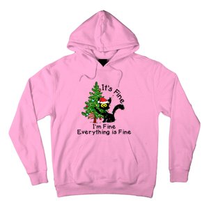 ItS Fine IM Fine Santa Black Cat Xmas Tree Funny Christmas Great Gift Hoodie