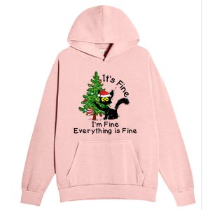 ItS Fine IM Fine Santa Black Cat Xmas Tree Funny Christmas Great Gift Urban Pullover Hoodie