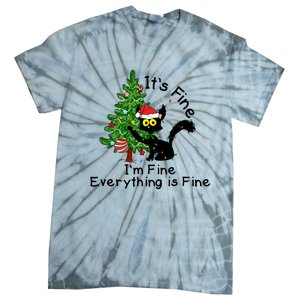 ItS Fine IM Fine Santa Black Cat Xmas Tree Funny Christmas Great Gift Tie-Dye T-Shirt