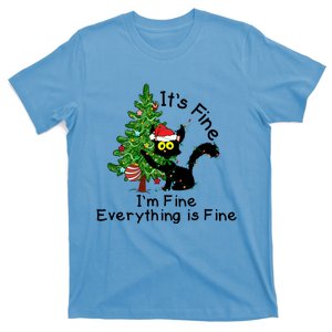 ItS Fine IM Fine Santa Black Cat Xmas Tree Funny Christmas Great Gift T-Shirt