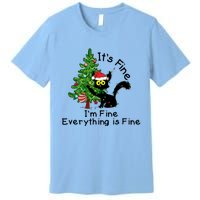 ItS Fine IM Fine Santa Black Cat Xmas Tree Funny Christmas Great Gift Premium T-Shirt