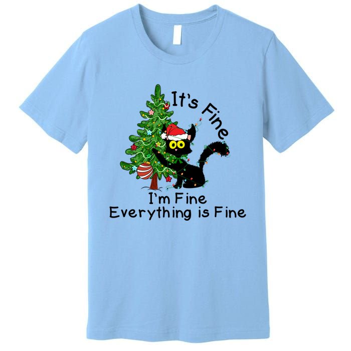 ItS Fine IM Fine Santa Black Cat Xmas Tree Funny Christmas Great Gift Premium T-Shirt