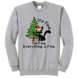 ItS Fine IM Fine Santa Black Cat Xmas Tree Funny Christmas Great Gift Sweatshirt