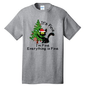 ItS Fine IM Fine Santa Black Cat Xmas Tree Funny Christmas Great Gift Tall T-Shirt