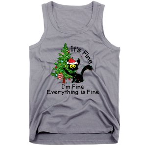 ItS Fine IM Fine Santa Black Cat Xmas Tree Funny Christmas Great Gift Tank Top