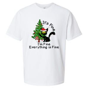 ItS Fine IM Fine Santa Black Cat Xmas Tree Funny Christmas Great Gift Sueded Cloud Jersey T-Shirt