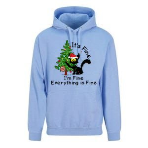 ItS Fine IM Fine Santa Black Cat Xmas Tree Funny Christmas Great Gift Unisex Surf Hoodie