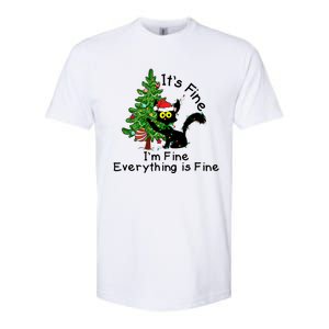 ItS Fine IM Fine Santa Black Cat Xmas Tree Funny Christmas Great Gift Softstyle CVC T-Shirt