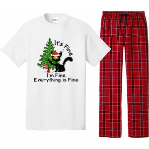 ItS Fine IM Fine Santa Black Cat Xmas Tree Funny Christmas Great Gift Pajama Set