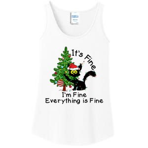 ItS Fine IM Fine Santa Black Cat Xmas Tree Funny Christmas Great Gift Ladies Essential Tank