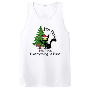 ItS Fine IM Fine Santa Black Cat Xmas Tree Funny Christmas Great Gift PosiCharge Competitor Tank