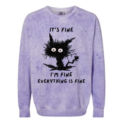 Its Fine Im Fine Funny Coffee Cute Sarcastic Black Cat Colorblast Crewneck Sweatshirt