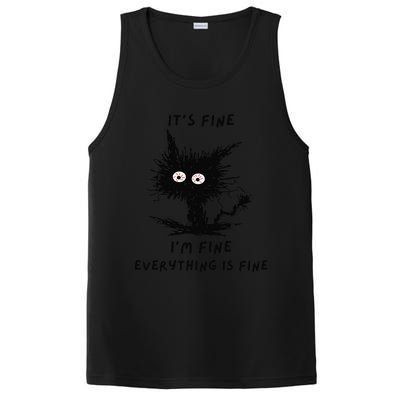 Its Fine Im Fine Funny Coffee Cute Sarcastic Black Cat PosiCharge Competitor Tank