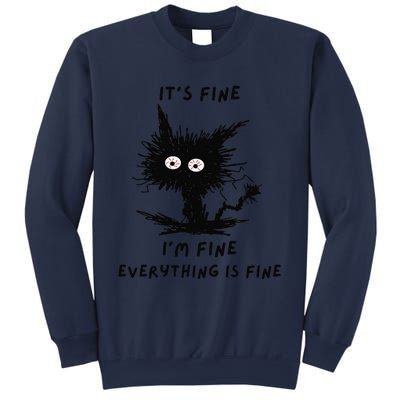 Its Fine Im Fine Funny Coffee Cute Sarcastic Black Cat Sweatshirt