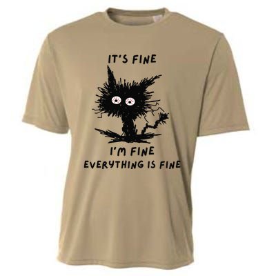 Its Fine Im Fine Funny Coffee Cute Sarcastic Black Cat Cooling Performance Crew T-Shirt