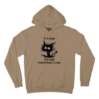 Its Fine Im Fine Funny Coffee Cute Sarcastic Black Cat Hoodie