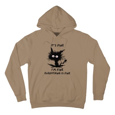 Its Fine Im Fine Funny Coffee Cute Sarcastic Black Cat Hoodie