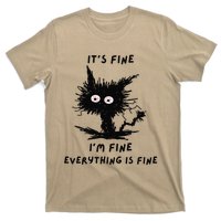 Its Fine Im Fine Funny Coffee Cute Sarcastic Black Cat T-Shirt