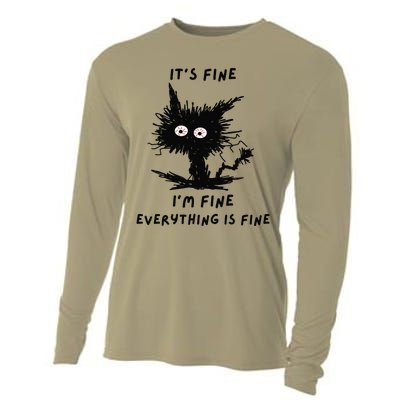 Its Fine Im Fine Funny Coffee Cute Sarcastic Black Cat Cooling Performance Long Sleeve Crew