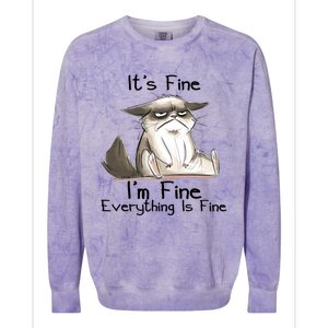 It's Fine I'm Fine Everything Is Fine Angry Cat Funny Quote Colorblast Crewneck Sweatshirt