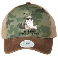 It's Fine I'm Fine Everything Is Fine Angry Cat Funny Quote Legacy Tie Dye Trucker Hat
