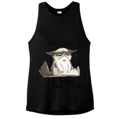It's Fine I'm Fine Everything Is Fine Angry Cat Funny Quote Ladies PosiCharge Tri-Blend Wicking Tank