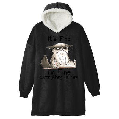 It's Fine I'm Fine Everything Is Fine Angry Cat Funny Quote Hooded Wearable Blanket
