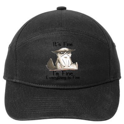 It's Fine I'm Fine Everything Is Fine Angry Cat Funny Quote 7-Panel Snapback Hat