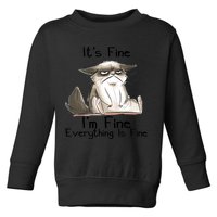 It's Fine I'm Fine Everything Is Fine Angry Cat Funny Quote Toddler Sweatshirt