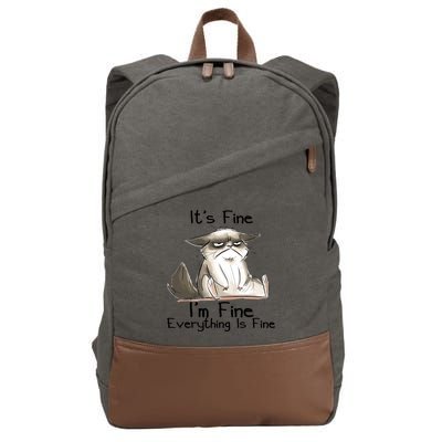 It's Fine I'm Fine Everything Is Fine Angry Cat Funny Quote Cotton Canvas Backpack