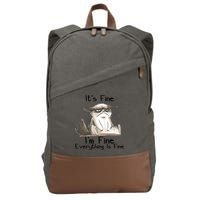 It's Fine I'm Fine Everything Is Fine Angry Cat Funny Quote Cotton Canvas Backpack